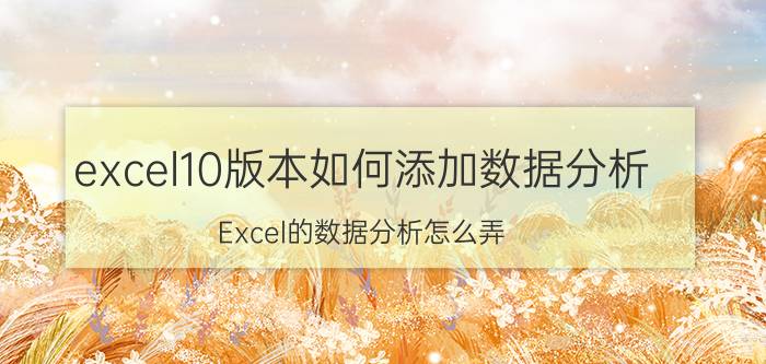 excel10版本如何添加数据分析 Excel的数据分析怎么弄？